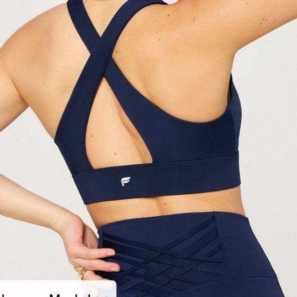 Fabletics Blue Racerback Sports Bra with Medium Support - Picture 4 of 5